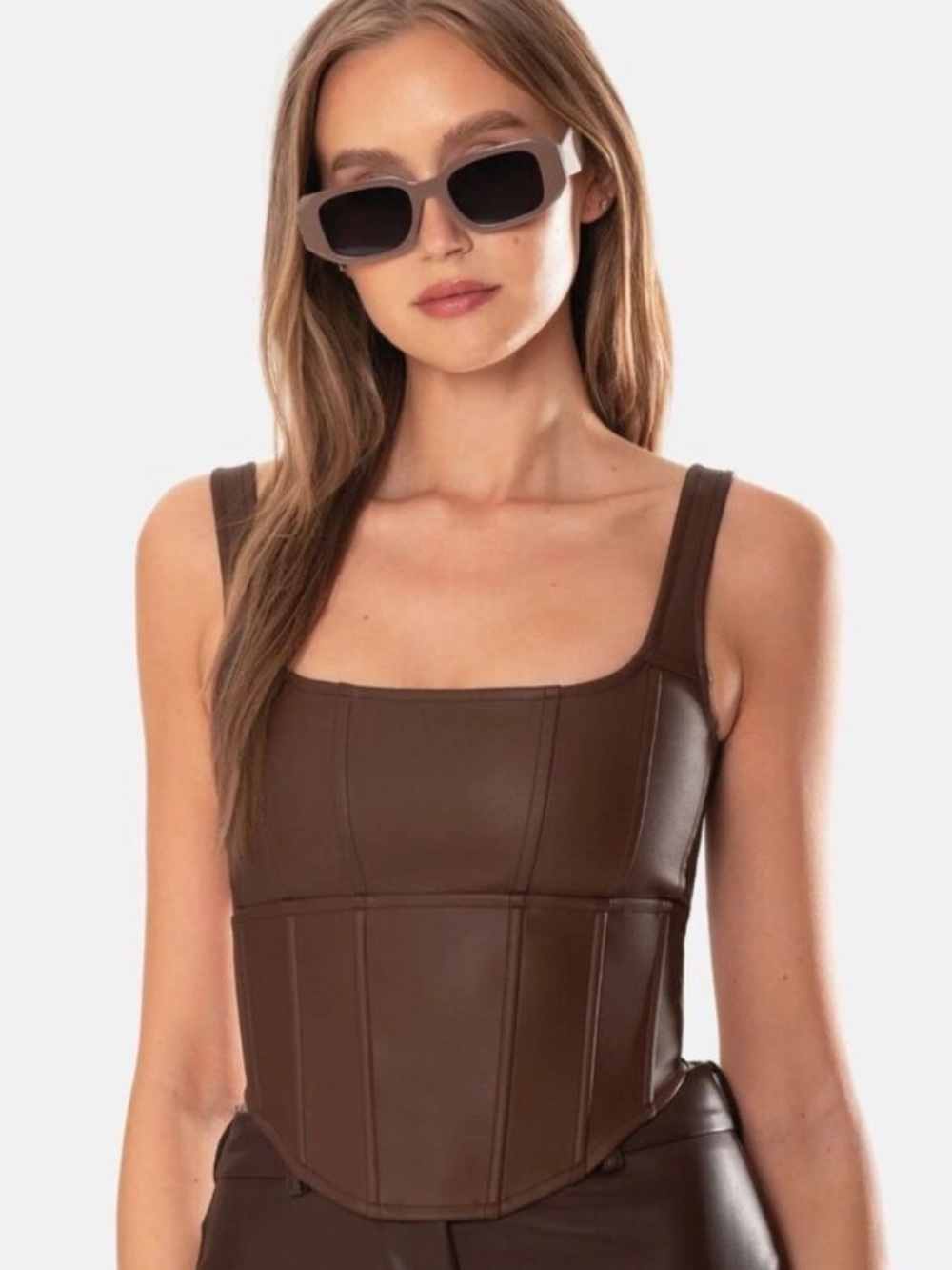 OW Collection | Leather Corset Top Lace Up Bustier Style Festival Rodeo Revolve